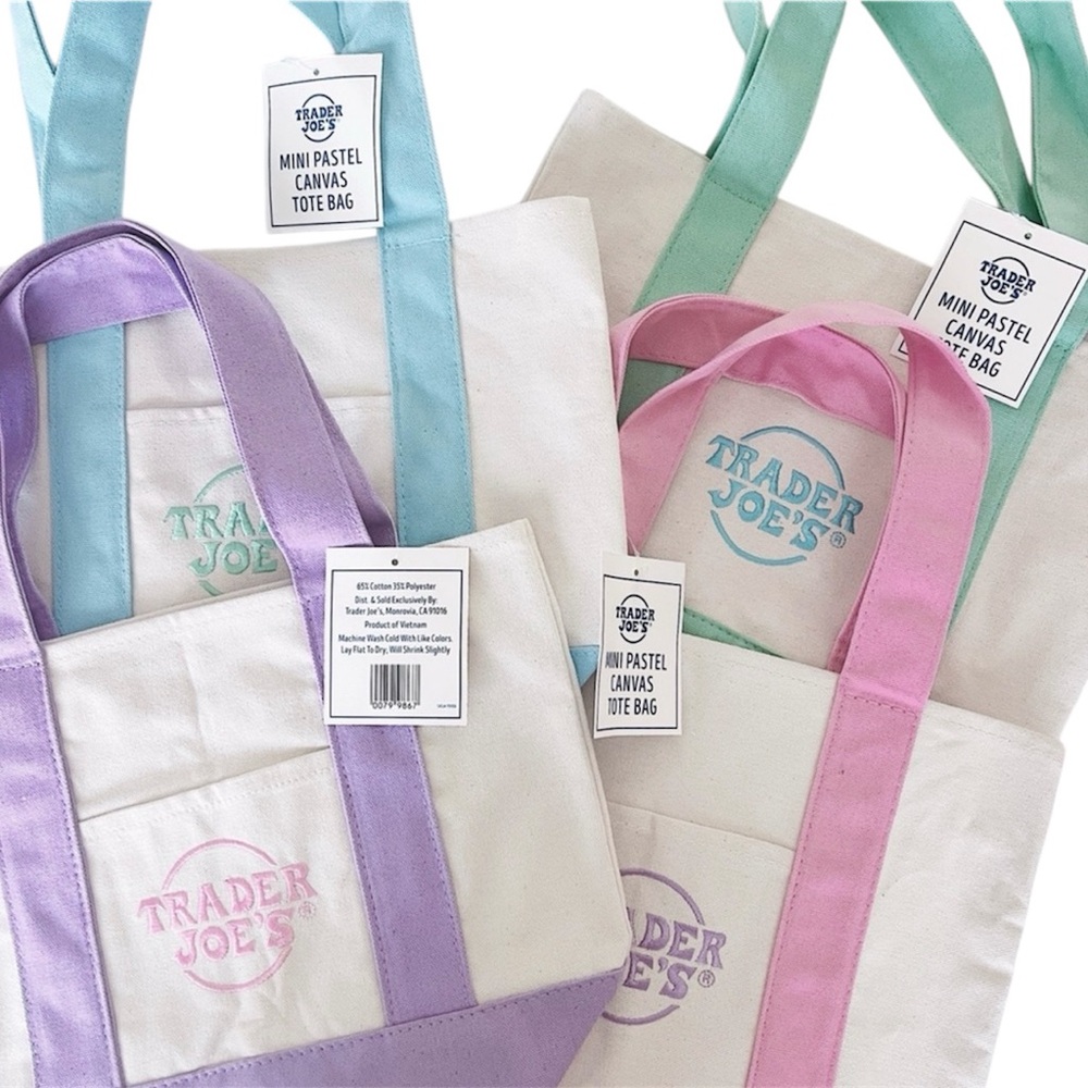 Trader Joe’s Viral Mini Pastel Canvas Totes- Set of 4 NWT